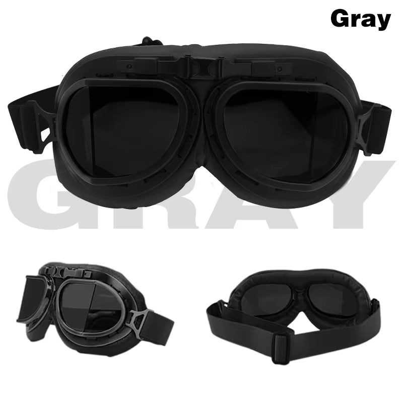 Black Motorcycle Windproof Classic Goggles Uv-Proof Foldable Sunglasses for Chopper ATV Scooter Outdoor Riding Racing Cycling