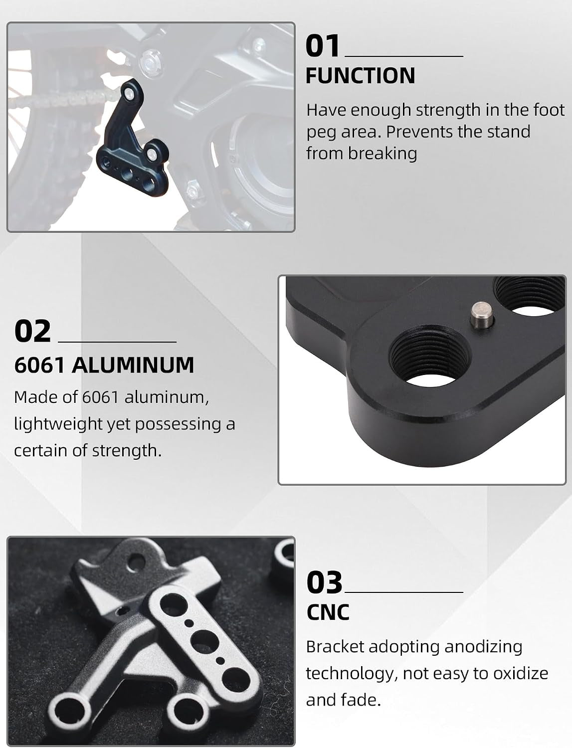 JFG Racing Foot Peg Bracket Pair for Sur-Ron Light Bee / E Ride Pro