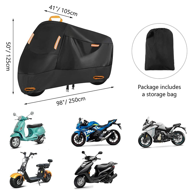 Motorcycle Cover Rain Protection and Sun Protection 210D Car Cover Thickened Oxford Cloth Built-In Anti-Theft Buckle Dust Jacket