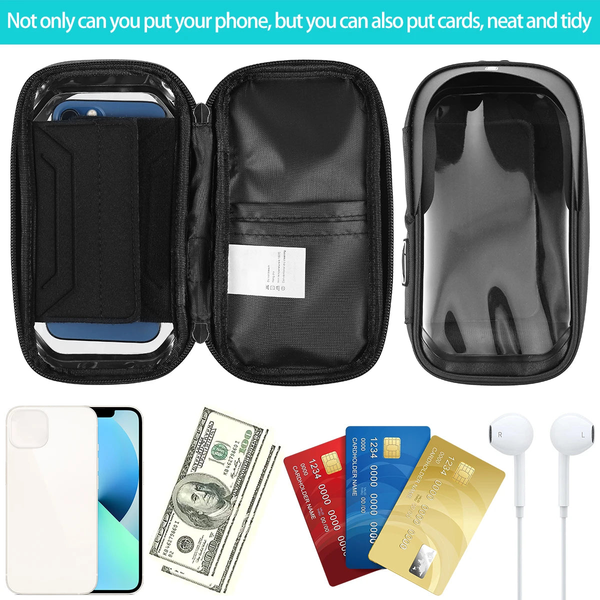 Bicycle and Motorcycle Mobile Phone Holder Waterproof Mobile Phone Bag Case Gps 360° Rotatable Rainproof Touch Screen