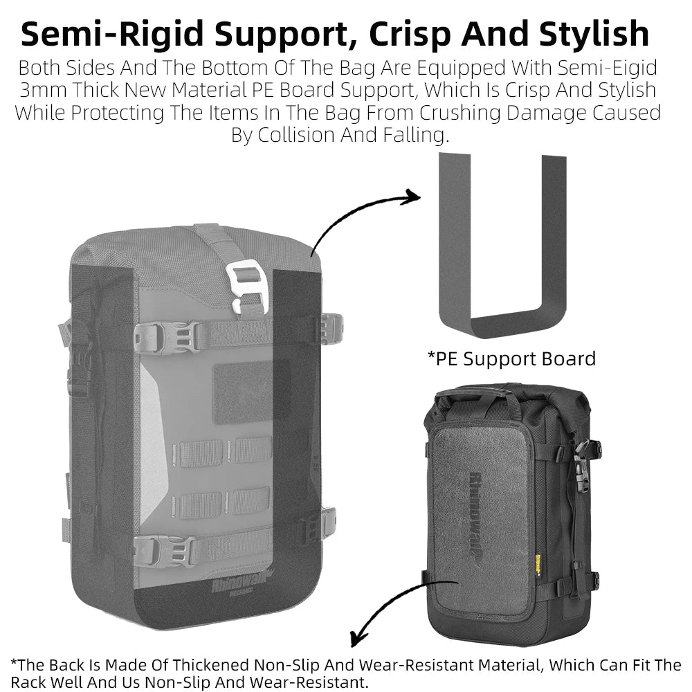 Motorcycle Bumper Bag Waterproof 6L Universal Motorcycle Side Frame Bag with Internal Support Travel Luggage Tool Box