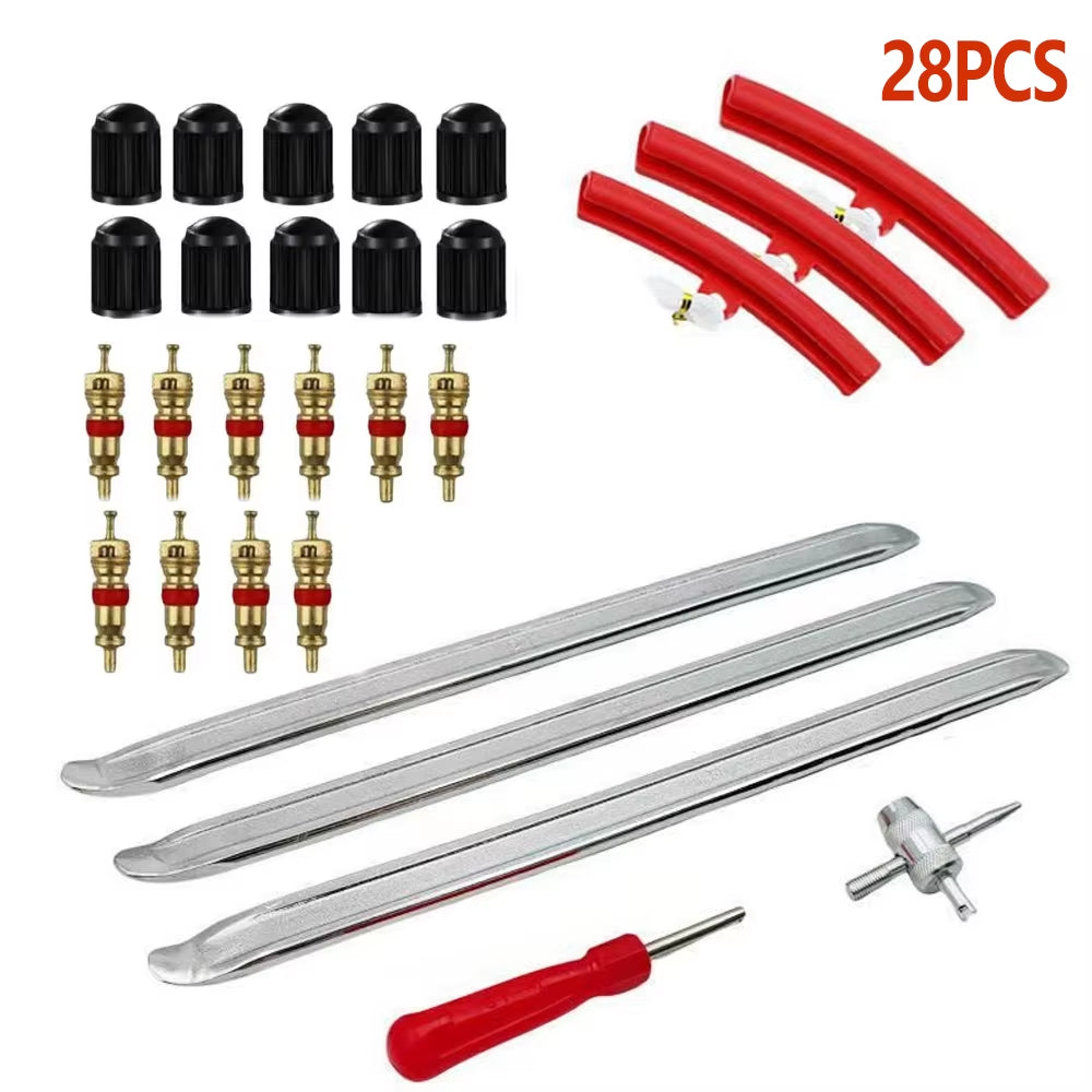 16/28Pcs Motorcycle Tire Lever Tyre Spoon Tire Levers Iron Changing Tool Set Rust-Resistant Smooth Tire Tools for Efficient