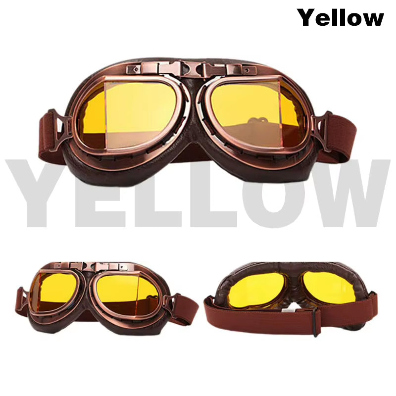 Black Motorcycle Windproof Classic Goggles Uv-Proof Foldable Sunglasses for Chopper ATV Scooter Outdoor Riding Racing Cycling