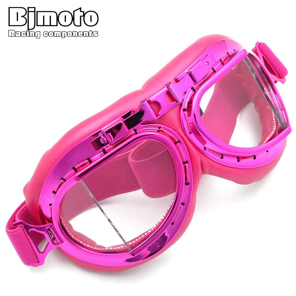 BJMOTO 2019 Goggle Snowboarding Motorcycle Goggles Motocross for Harley Style Glasses Pilot Pink Color Shipping Free
