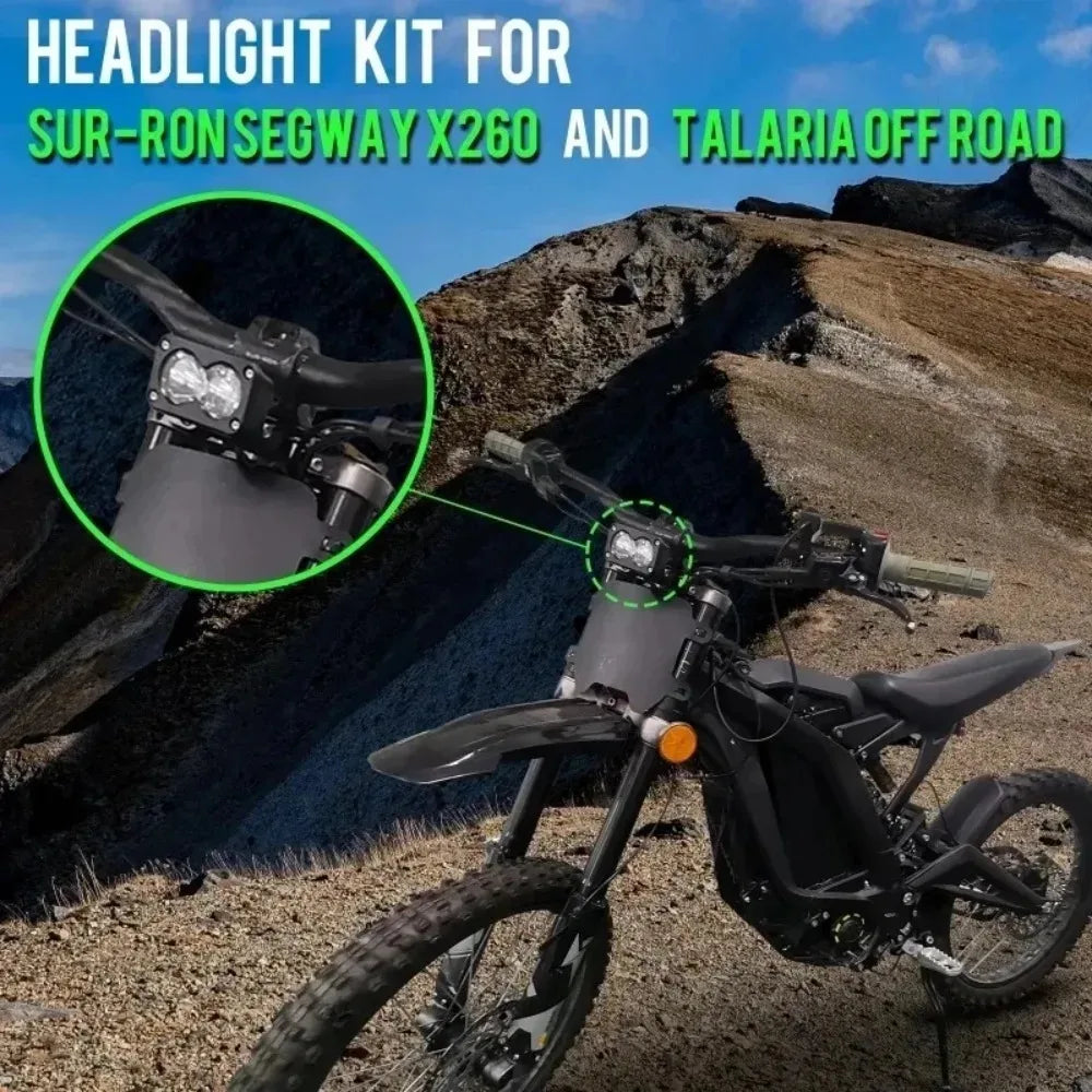 For Sur-Ron Segway Talaria 20W LED Headlight Switch White Spot Flood Pod Combo Kit Waterproof