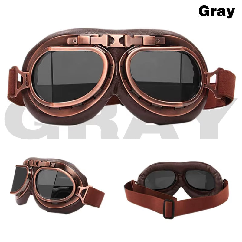 Black Motorcycle Windproof Classic Goggles Uv-Proof Foldable Sunglasses for Chopper ATV Scooter Outdoor Riding Racing Cycling