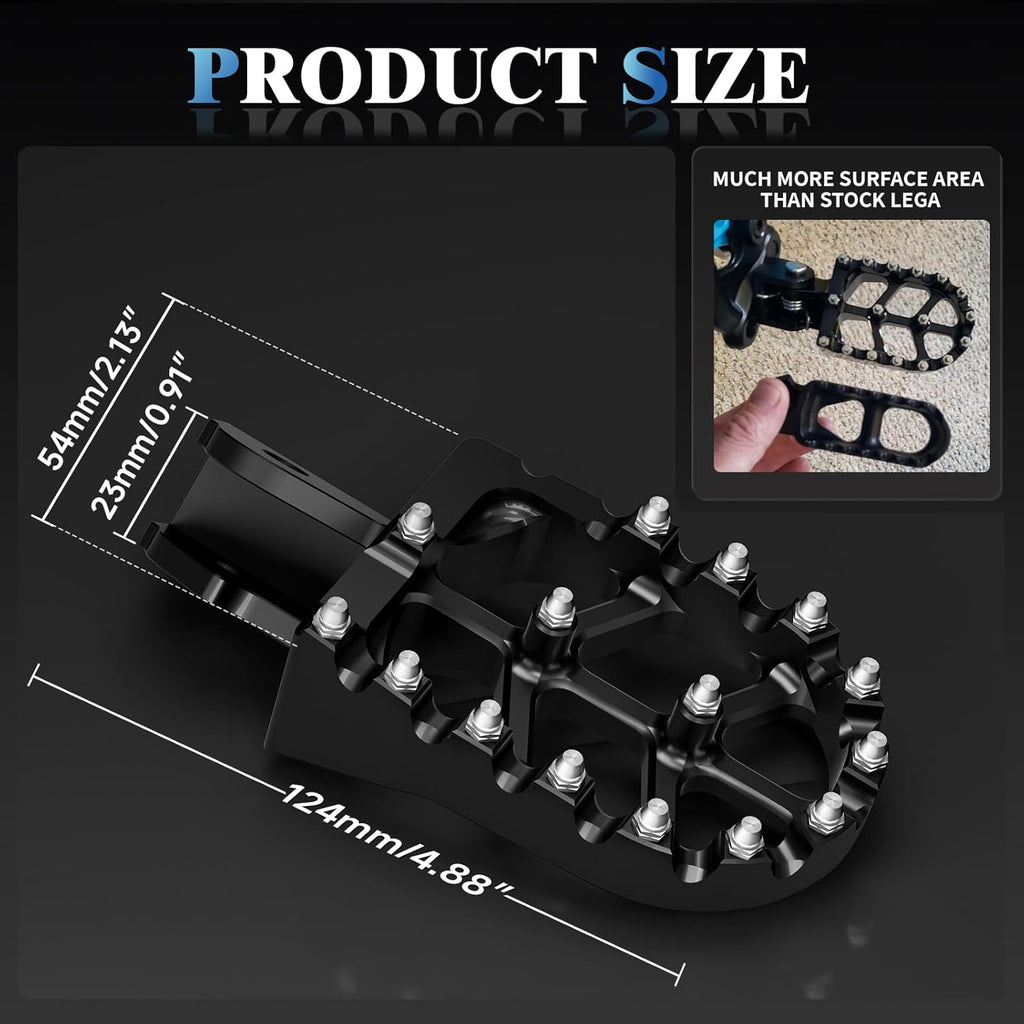 WQMOTO Wide Foot Pegs for Sur-Ron Light Bee X / E Ride Pro — Black