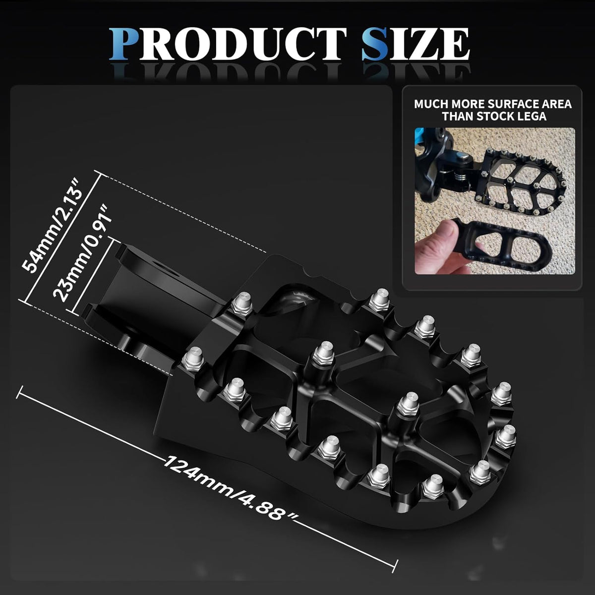 WQMOTO Wide Foot Pegs for Sur-Ron Light Bee X / E Ride Pro — Black