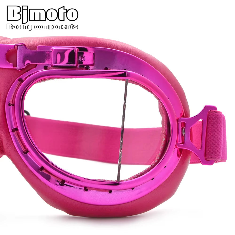 BJMOTO 2019 Goggle Snowboarding Motorcycle Goggles Motocross for Harley Style Glasses Pilot Pink Color Shipping Free