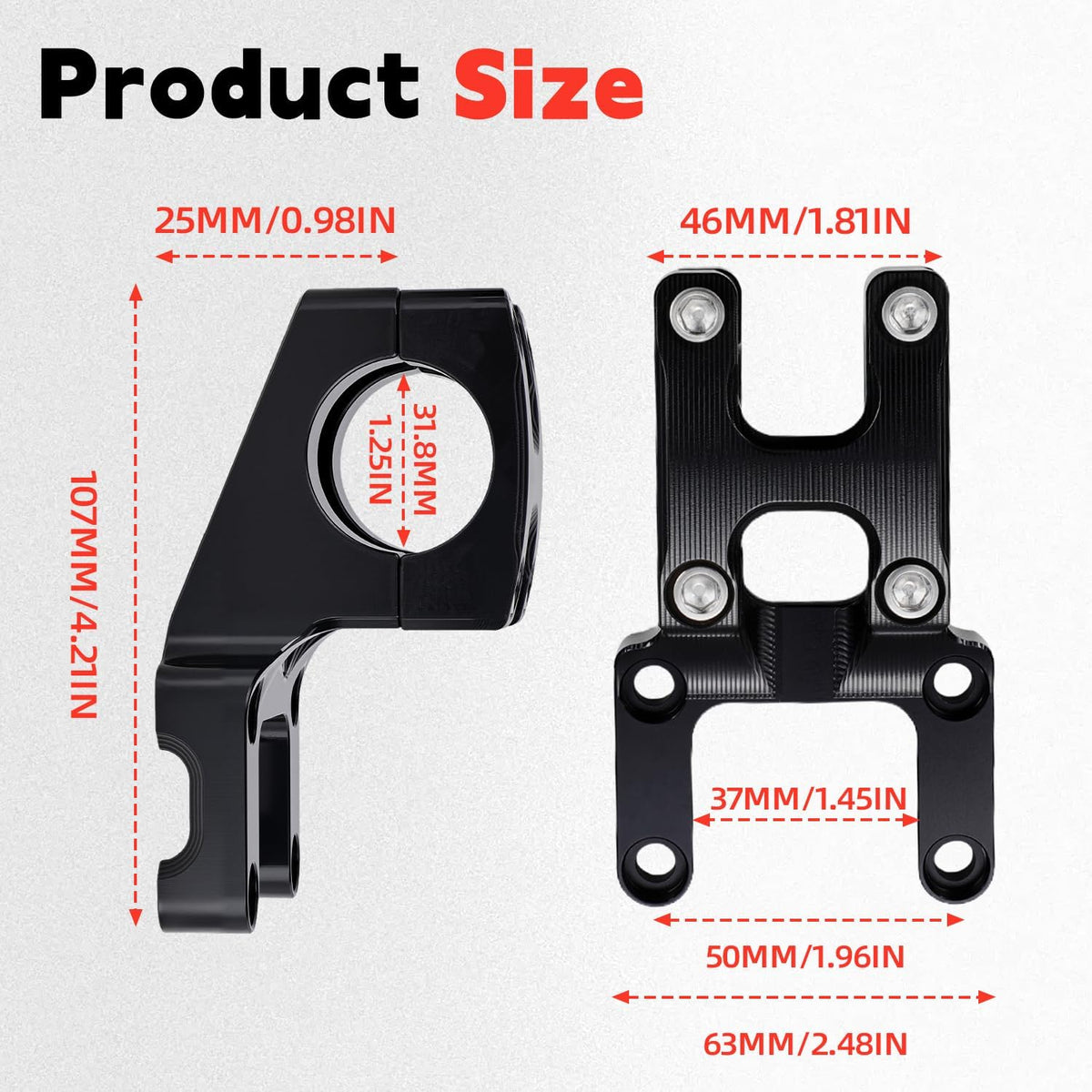 25mm Handlebar Riser Clamp for Suron LBX / E Ride Pro SS 2.0 & SS 3.0 — Black