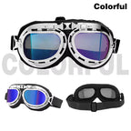 Black Motorcycle Windproof Classic Goggles Uv-Proof Foldable Sunglasses for Chopper ATV Scooter Outdoor Riding Racing Cycling