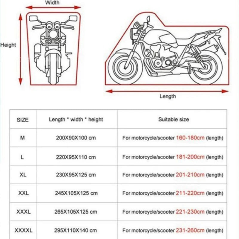 Motorcycle Cover Rain Protection and Sun Protection 210D Car Cover Thickened Oxford Cloth Built-In Anti-Theft Buckle Dust Jacket