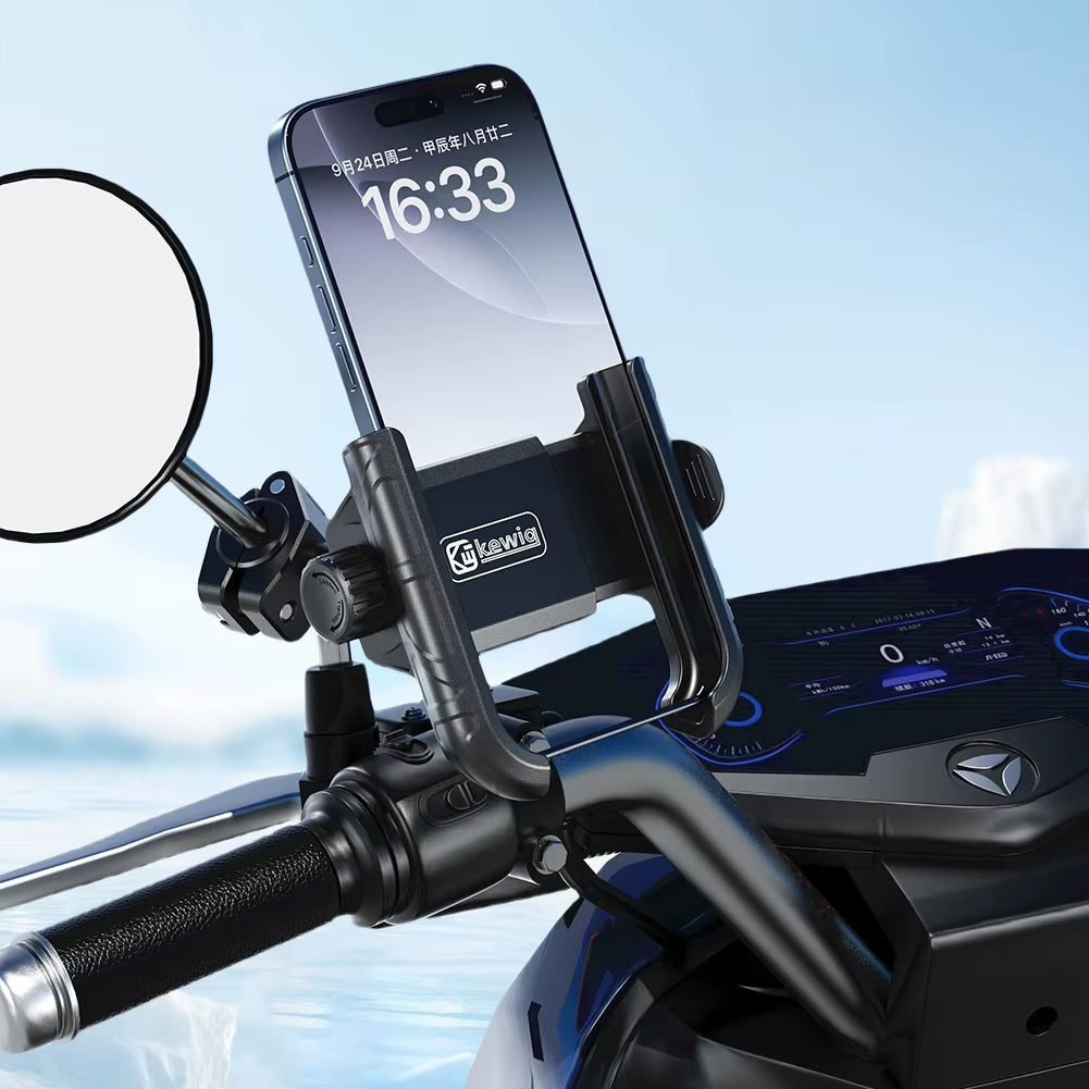 360 Rotation Motorcycle Quick Lock Phone Mount Bicycle Phone Holder for Iphone 17~12 Samsung Motor Bike Baby Carriage Scooter