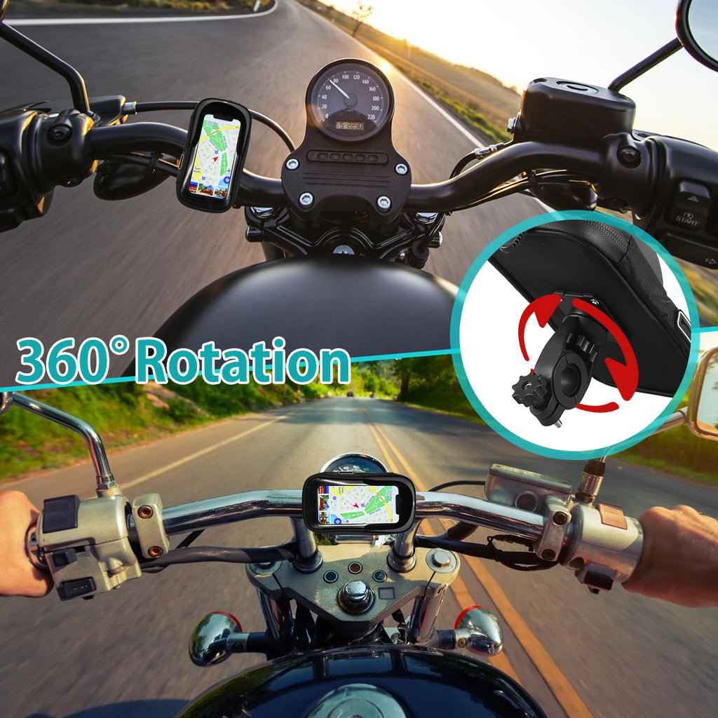 Bicycle and Motorcycle Mobile Phone Holder Waterproof Mobile Phone Bag Case Gps 360° Rotatable Rainproof Touch Screen