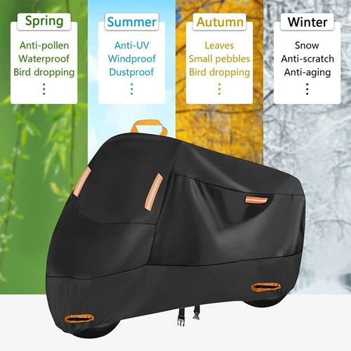 Motorcycle Cover Rain Protection and Sun Protection 210D Car Cover Thickened Oxford Cloth Built-In Anti-Theft Buckle Dust Jacket