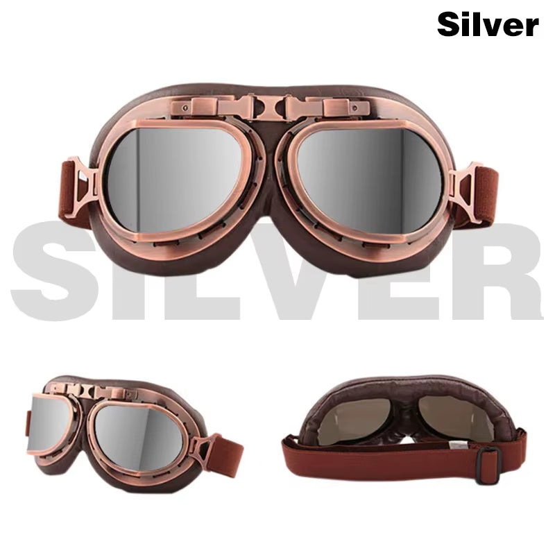 Black Motorcycle Windproof Classic Goggles Uv-Proof Foldable Sunglasses for Chopper ATV Scooter Outdoor Riding Racing Cycling