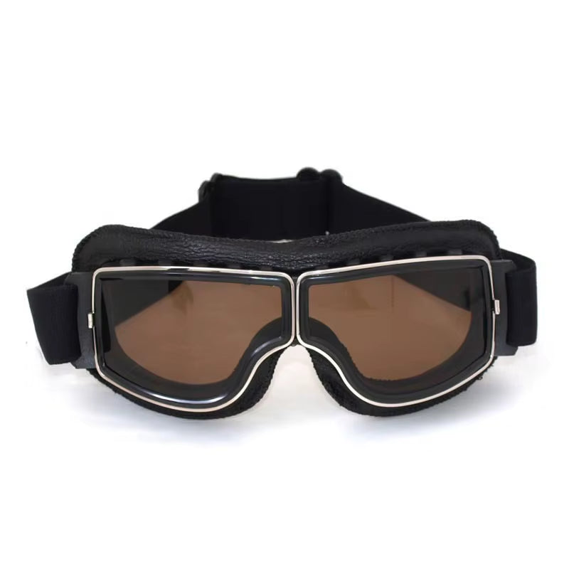 Newest -Style Leather Goggles Vintage Motorcycle Goggles Vintage Motorcycle Goggles Retro Jet Helmet Glasses