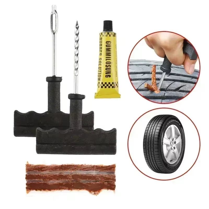 Motorcycle Car Tire Repair Tool Sets Tire Repair Kit Studding Tool Set Tubeless Tire Tyre Puncture Plug Garage Tool Rubber Strip