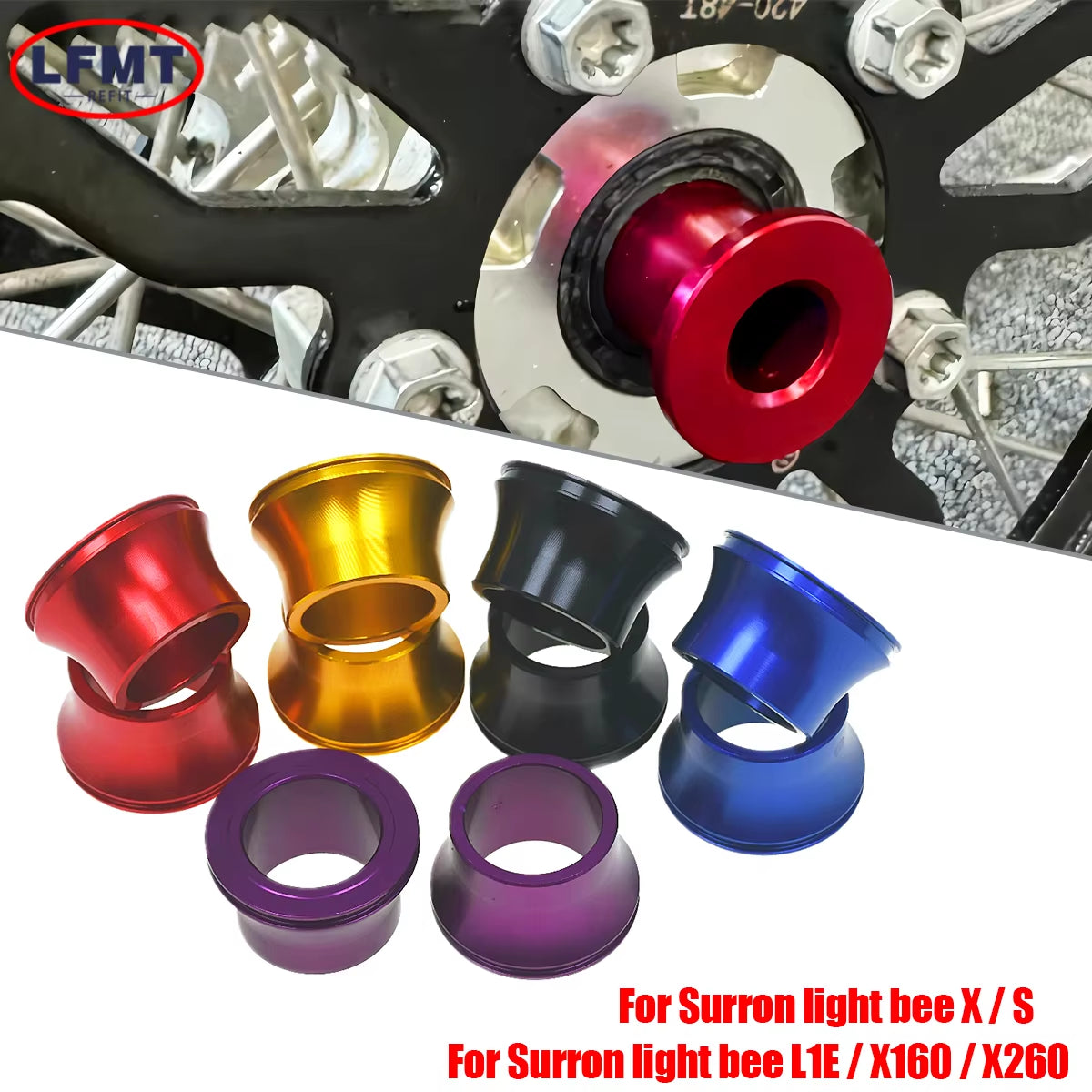 For Sur Ron Sur-Ron Surron Light Bee X & Light Bee S Motorcycle Front Rear Wheel Axle Hub Spacer Kit for Segway X160 X260 Parts