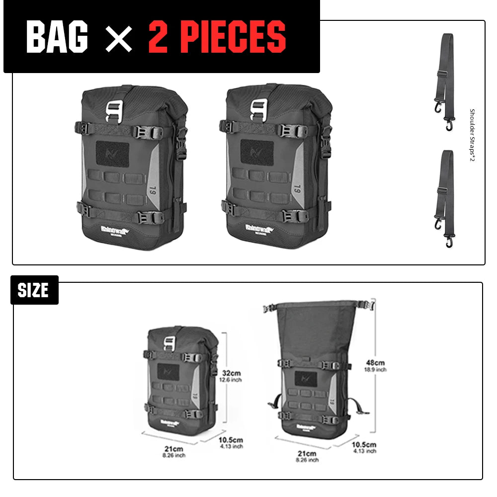 Motorcycle Bumper Bag Waterproof 6L Universal Motorcycle Side Frame Bag with Internal Support Travel Luggage Tool Box