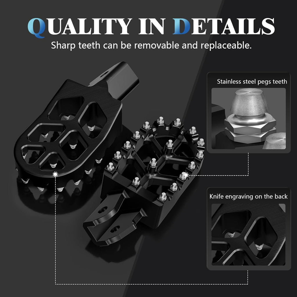 WQMOTO Wide Foot Pegs for Sur-Ron Light Bee X / E Ride Pro — Black