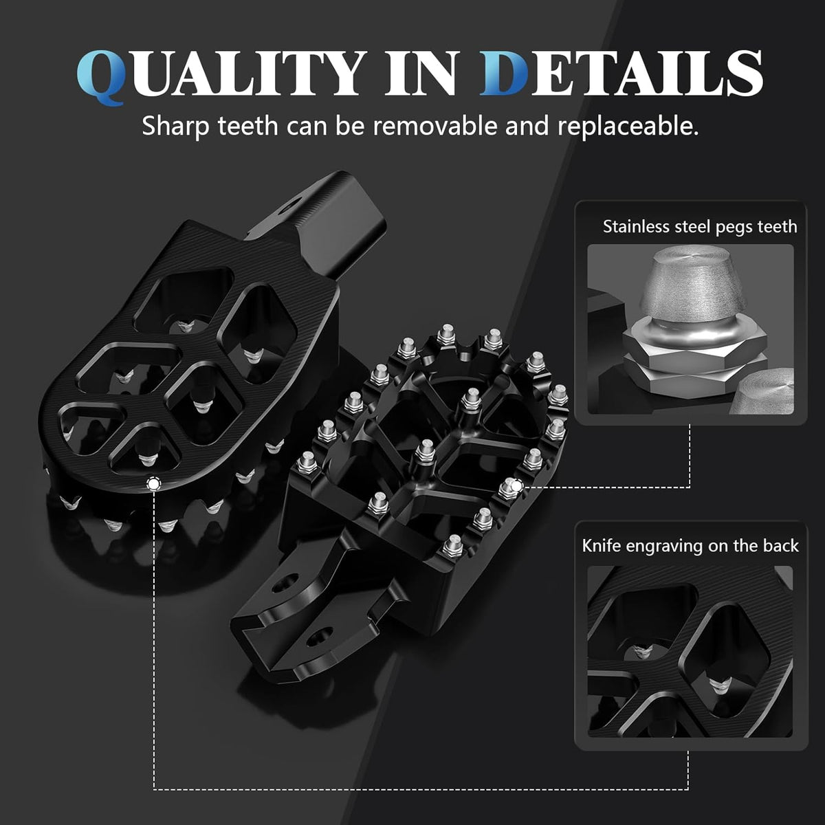 WQMOTO Wide Foot Pegs for Sur-Ron Light Bee X / E Ride Pro — Black