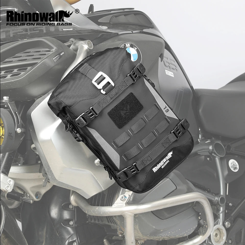 Motorcycle Bumper Bag Waterproof 6L Universal Motorcycle Side Frame Bag with Internal Support Travel Luggage Tool Box