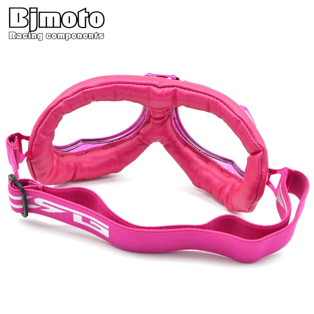BJMOTO 2019 Goggle Snowboarding Motorcycle Goggles Motocross for Harley Style Glasses Pilot Pink Color Shipping Free