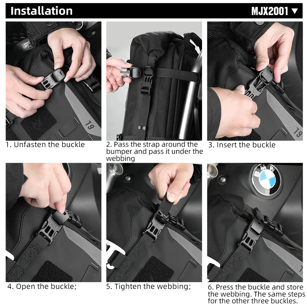 Motorcycle Bumper Bag Waterproof 6L Universal Motorcycle Side Frame Bag with Internal Support Travel Luggage Tool Box