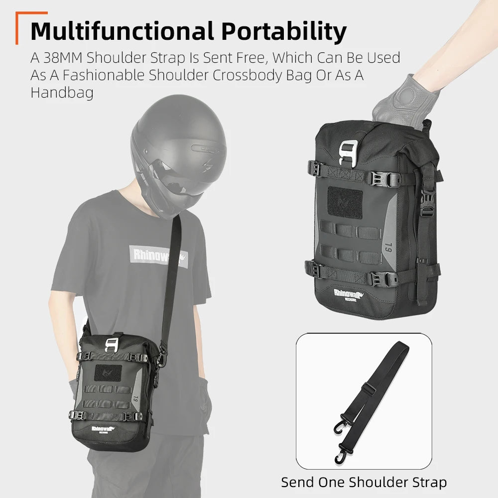Motorcycle Bumper Bag Waterproof 6L Universal Motorcycle Side Frame Bag with Internal Support Travel Luggage Tool Box