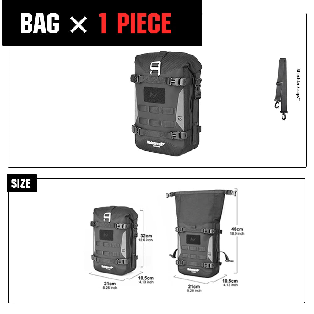 Motorcycle Bumper Bag Waterproof 6L Universal Motorcycle Side Frame Bag with Internal Support Travel Luggage Tool Box