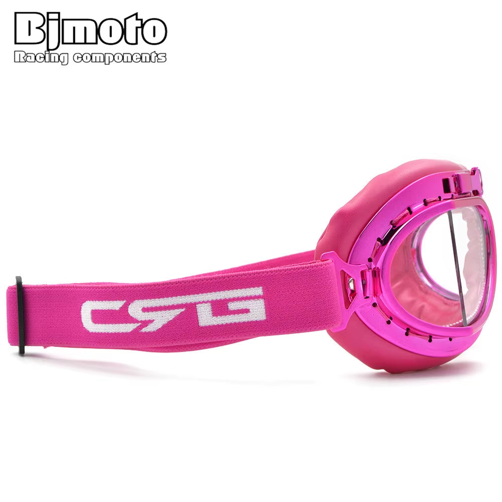 BJMOTO 2019 Goggle Snowboarding Motorcycle Goggles Motocross for Harley Style Glasses Pilot Pink Color Shipping Free