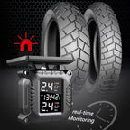 Solar Charging TPMS Motorcycle Tire Pressure Sensors Motorbike Tire Pressure Monitoring System Tyre Temperature Alarm System
