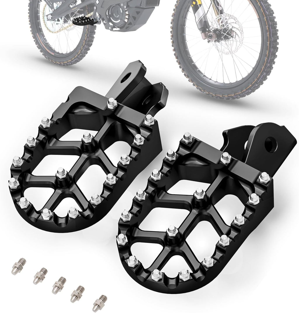 WQMOTO Wide Foot Pegs for Sur-Ron Light Bee X / E Ride Pro — Black