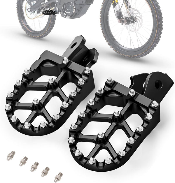 WQMOTO Wide Foot Pegs for Suron Light Bee X / E Ride Pro — Black
