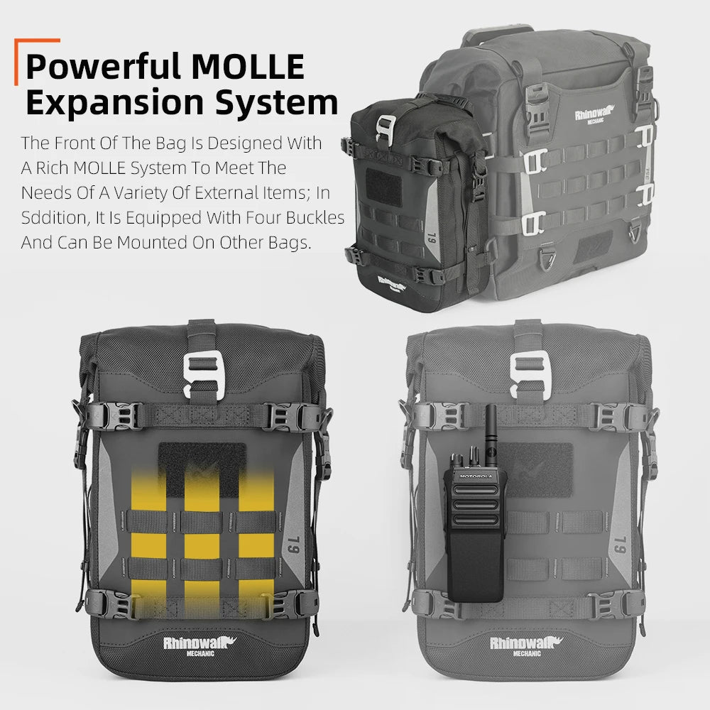 Motorcycle Bumper Bag Waterproof 6L Universal Motorcycle Side Frame Bag with Internal Support Travel Luggage Tool Box