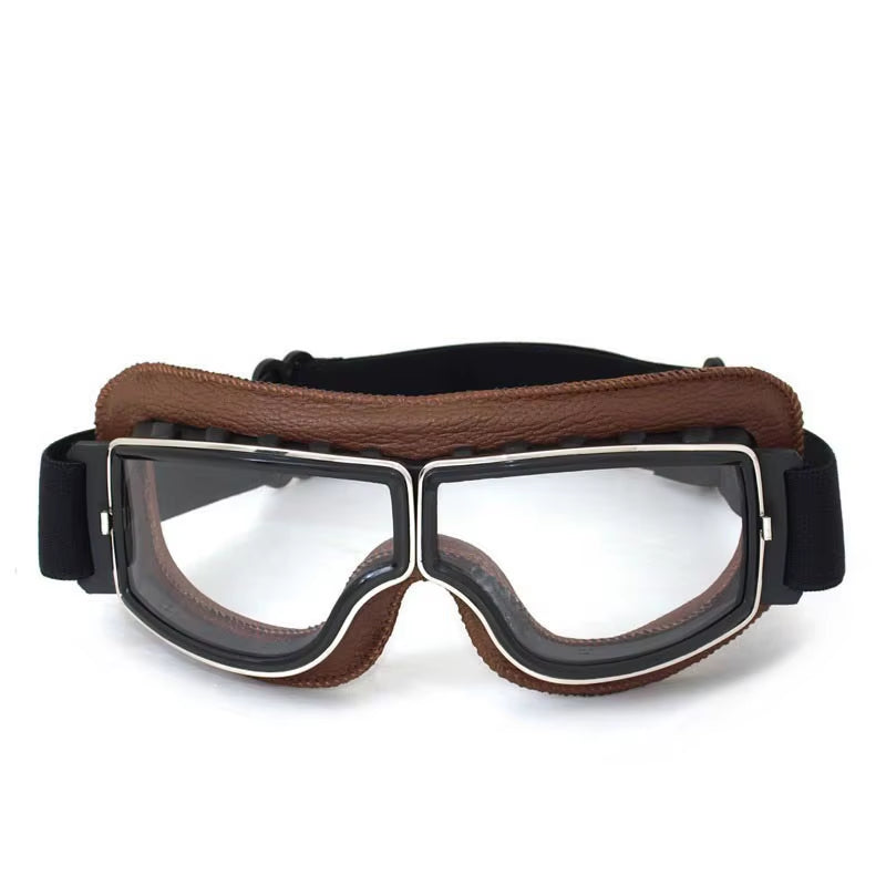 Newest -Style Leather Goggles Vintage Motorcycle Goggles Vintage Motorcycle Goggles Retro Jet Helmet Glasses