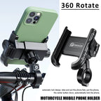 360 Rotation Motorcycle Quick Lock Phone Mount Bicycle Phone Holder for Iphone 17~12 Samsung Motor Bike Baby Carriage Scooter