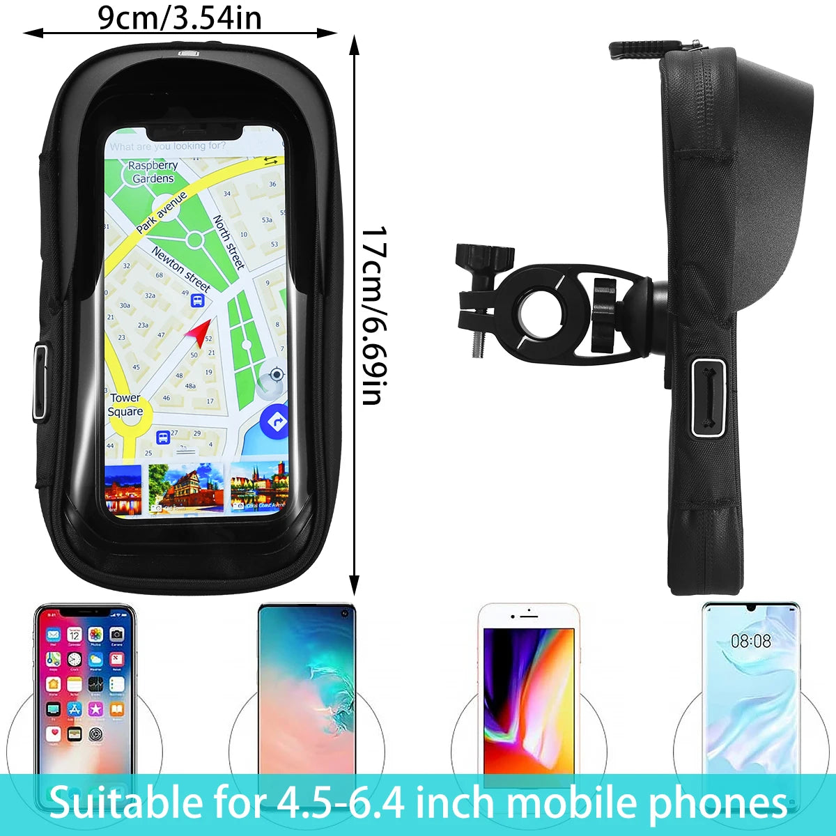 Bicycle and Motorcycle Mobile Phone Holder Waterproof Mobile Phone Bag Case Gps 360° Rotatable Rainproof Touch Screen