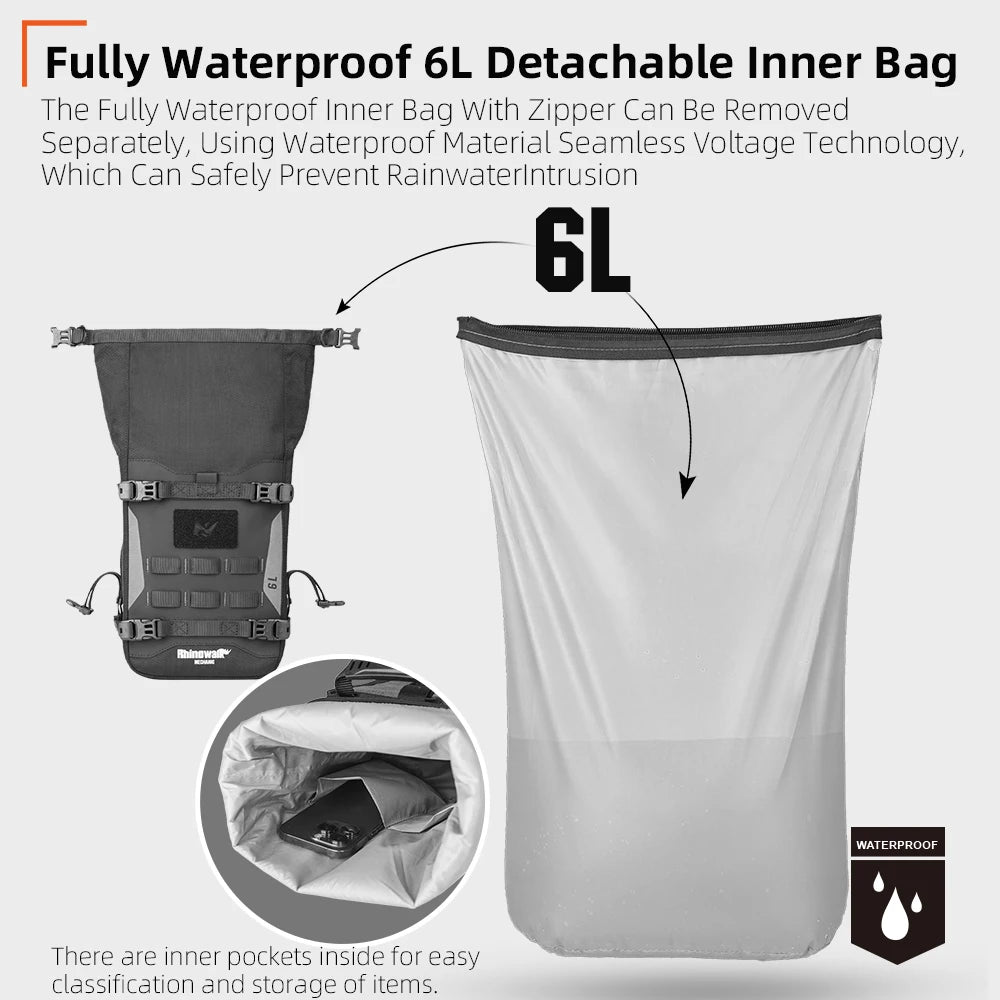 Motorcycle Bumper Bag Waterproof 6L Universal Motorcycle Side Frame Bag with Internal Support Travel Luggage Tool Box