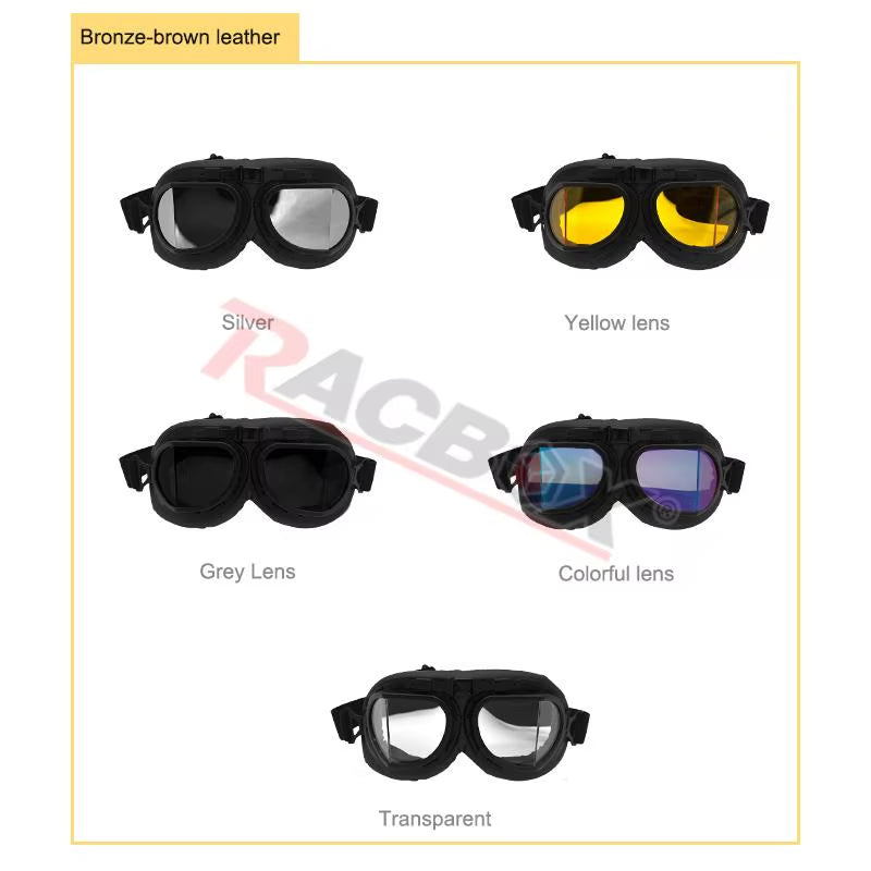 Black Motorcycle Windproof Classic Goggles Uv-Proof Foldable Sunglasses for Chopper ATV Scooter Outdoor Riding Racing Cycling